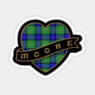 The MOORE Family Tartan - Retro Heart & Ribbon Family Insignia Magnet