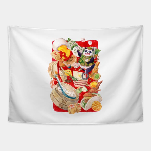 Panda Dim Sum Circus Tapestry by penelopeloveprints