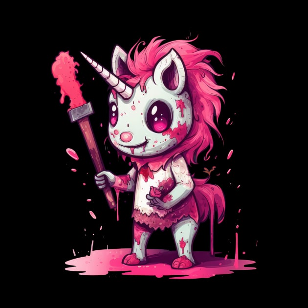 Undead Whimsy: Pink Zombie Unicorn by MerlinArt