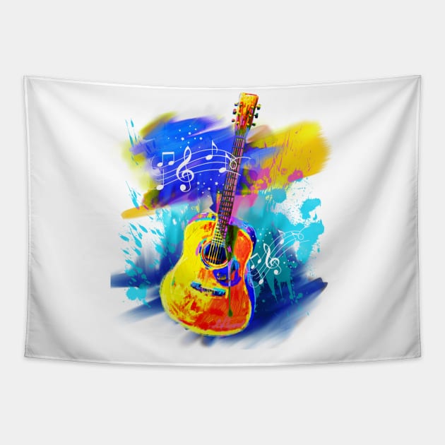 Hand Painted Music Guitar Tapestry by koolteas