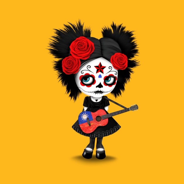 Sugar Skull Girl Playing Taiwanese Flag Guitar by jeffbartels