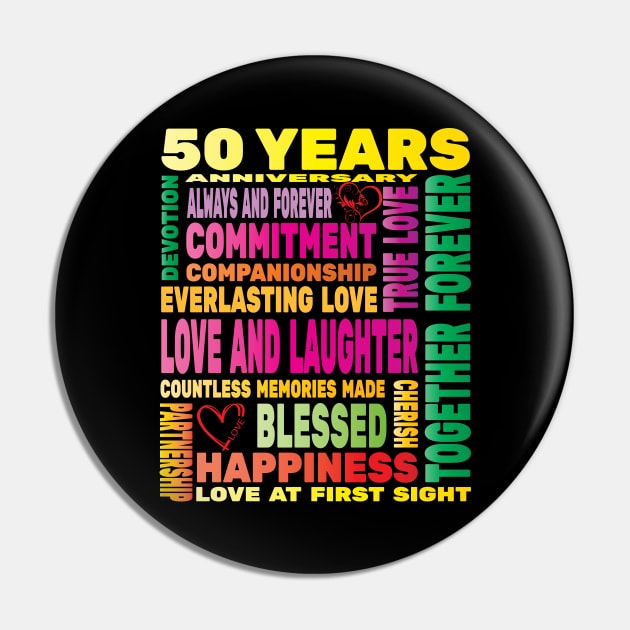 50 Years Anniversary of Love Happy Marriage Couple Lovers Pin by Envision Styles