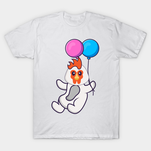 Discover Cute chicken flying with two balloons. - Ballon - T-Shirt