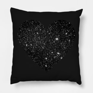 Black Faux Glitter Heart Pillow