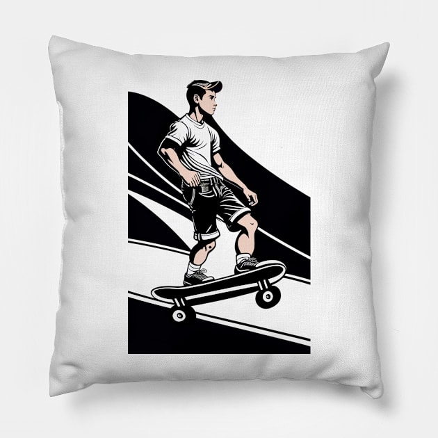 Skateboarder Pillow by ArtShare