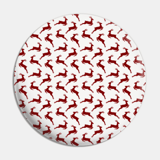 Large Dark Christmas Candy Apple Red Leaping Reindeer on White Pin