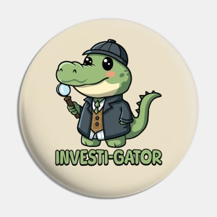 Investigator! Kawaii Baby Alligator Detective Cartoon Pin