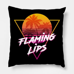 Flaming Lips - Proud Name Retro 80s Sunset Aesthetic Design Pillow