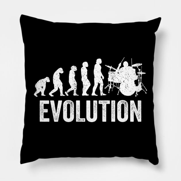 Funny Evolution - Drummer and Drum Lovers Pillow by Sarjonello