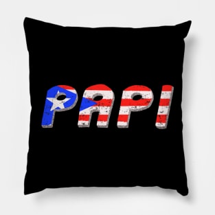 Papi Puerto Rico Boricua Flag Camiseta Pillow