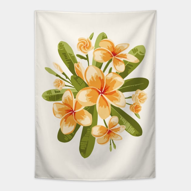 Orange Plumeria flowers Tapestry by lents