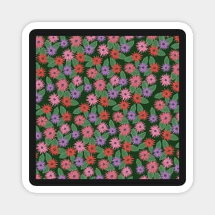 Floral pattern with dark green background Magnet