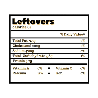 Thanksgiving Leftovers Nutrition Facts Funny Christmas T-Shirt