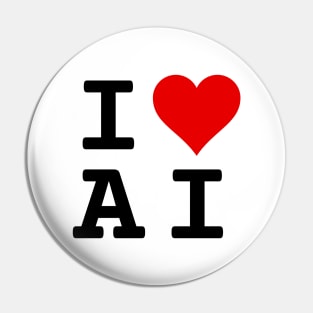 I Love AI | Stylized Abbreviation Heart Logo Black Pin