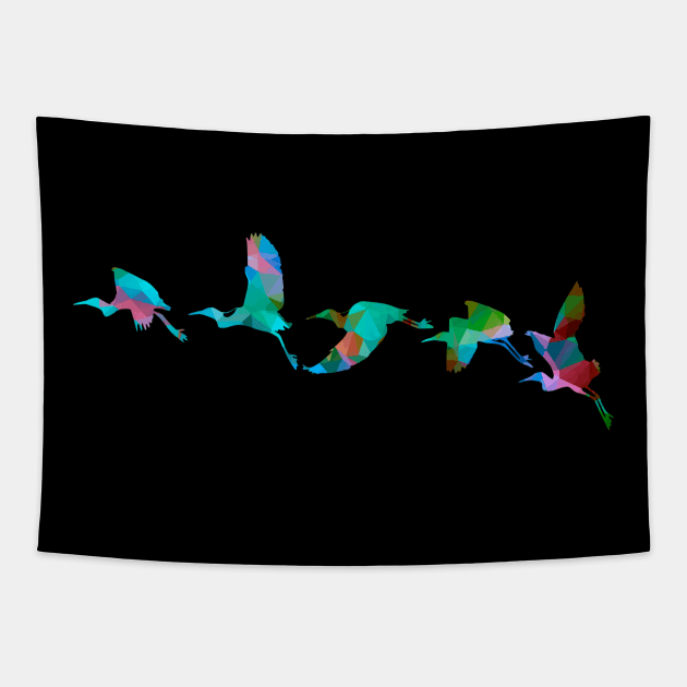 Colourful Flying Birds Tapestry by Mazz M