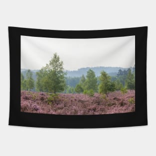 Heathland, morning mist, heather bloom, Niederhaverbeck Tapestry