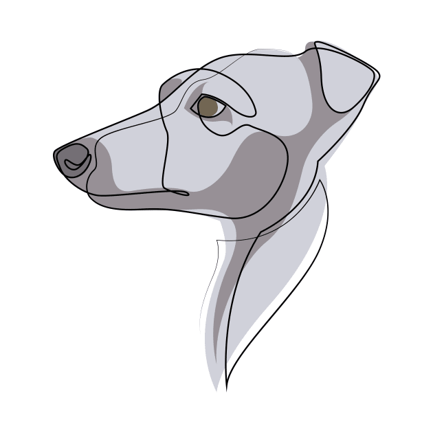 Whippet - one line drawing with colours by addillum