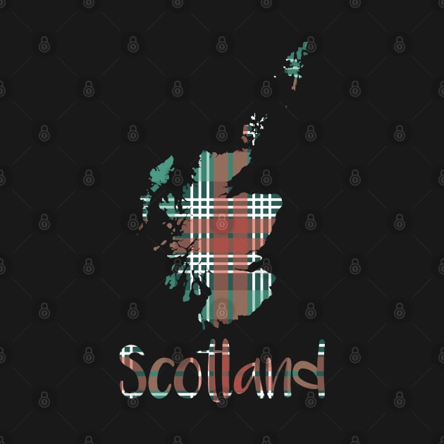 Scotland Christmas Tartan Map Typography Design by MacPean