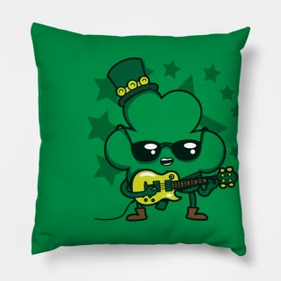 Saint Patrick's Day Cute Kawaii Rocker Guitarist Shamrock Pillow