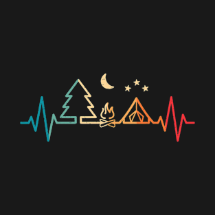 Retro Camping Outdoor Heartbeat Nature Camper Hiking T-Shirt