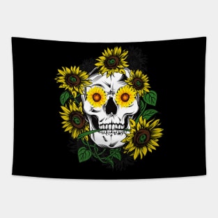 Skull Sunflower Tattoo Tapestry