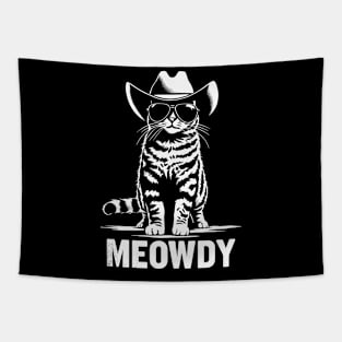 Cat Cowboy Cowgirl Country Western Meowdy Funny Cat Tapestry