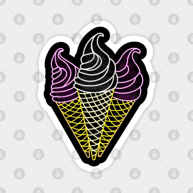 Ice cream cones, neon light Magnet by Kuchinska design