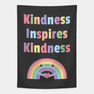 Cute Rainbow And Heart Kindness Inspires Kindness Quote Tapestry