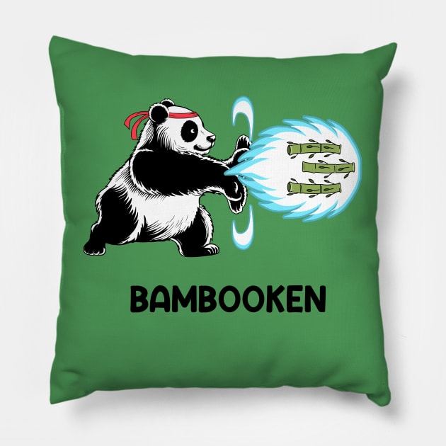 Panda Bear Fighter Bamboo Plant Bambooken Pillow by Julio Regis