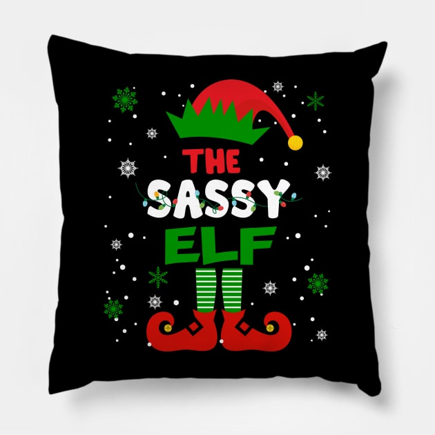 Sassy Elf Christmas Funny Family Pajama Matching Xmas Pillow by Audell Richardson