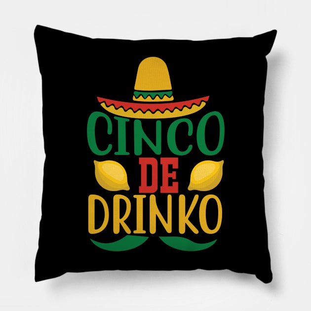 Cinco De Drinko Sombrero Mustache Pillow by STOCKWEAR