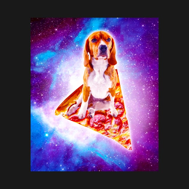 Outer Space Galaxy Dog Riding Pizza by Random Galaxy