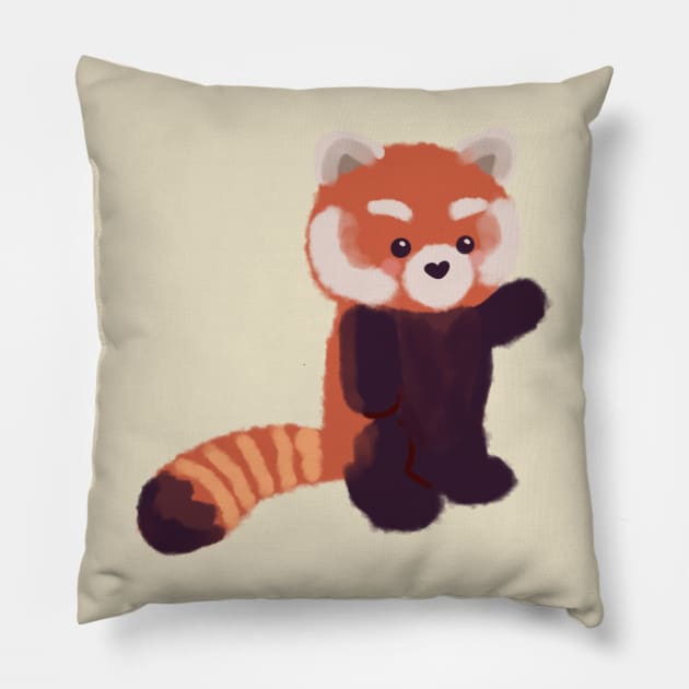 Cute red panda standing Pillow by Mayarart