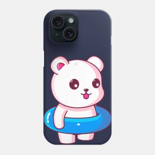 Cute polar bear with swimming ring summer vacation Phone Case