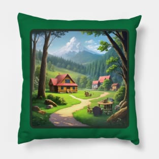 Cozy Cottage in Spring Pillow