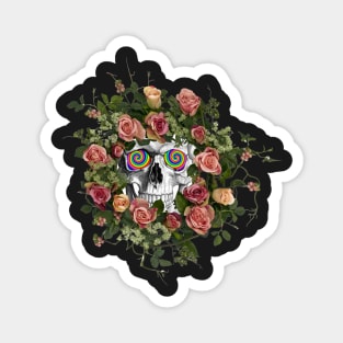 Psychedelic Tripped Out Skull of Death Wreath Magnet