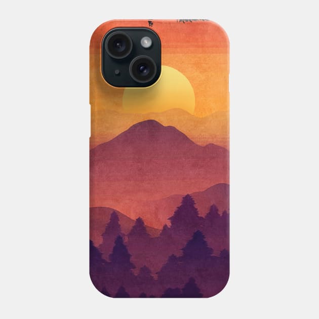 Golden Sunset In The Misty Mountains Phone Case by LittleBunnySunshine