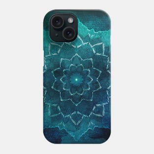 Teal mandala flower Phone Case