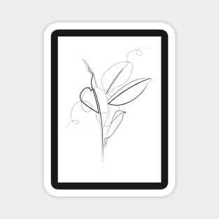 Rubber Plant Tree Line Drawing Magnet