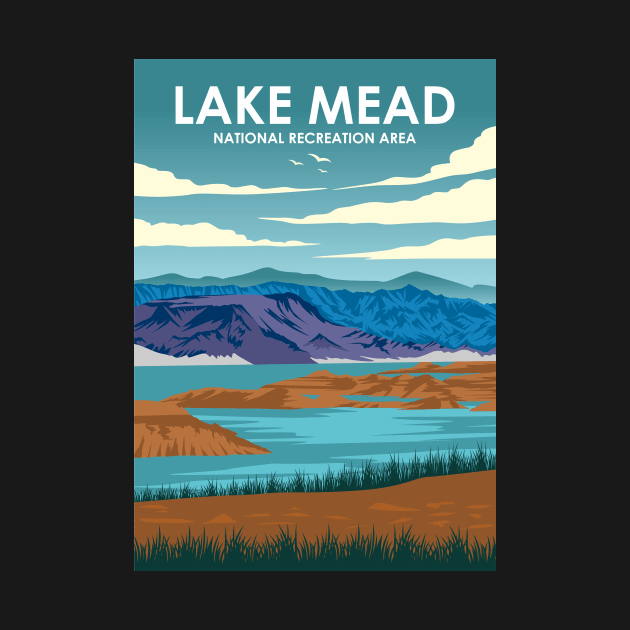 Lake Mead National Recreation Area Vintage Travel Poster by jornvanhezik