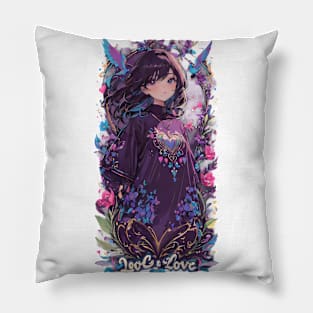 Anime girl on valentine's day Pillow