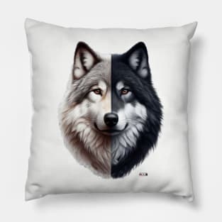 Wolf Yin and Yang by focusln Pillow