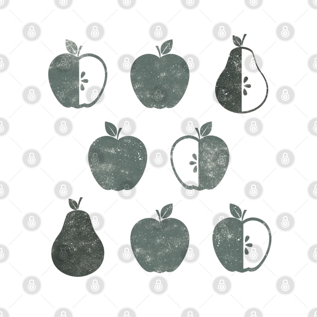 Distressed Apples and Pears in Weathered Grey by latheandquill