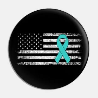 Ovarian Cancer Awareness Ribbon Classic American Flag Pin