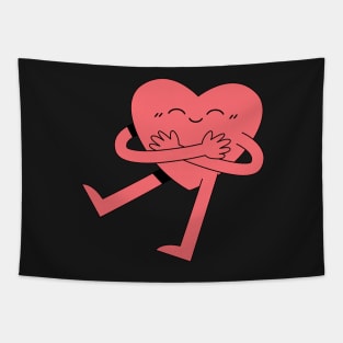 Super Cute Pink Heart Hugging Tapestry