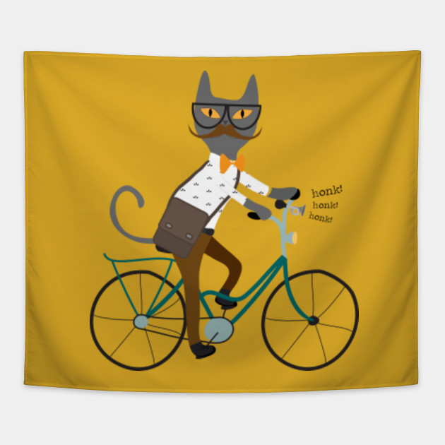 Hipster Cat On A Bicycle