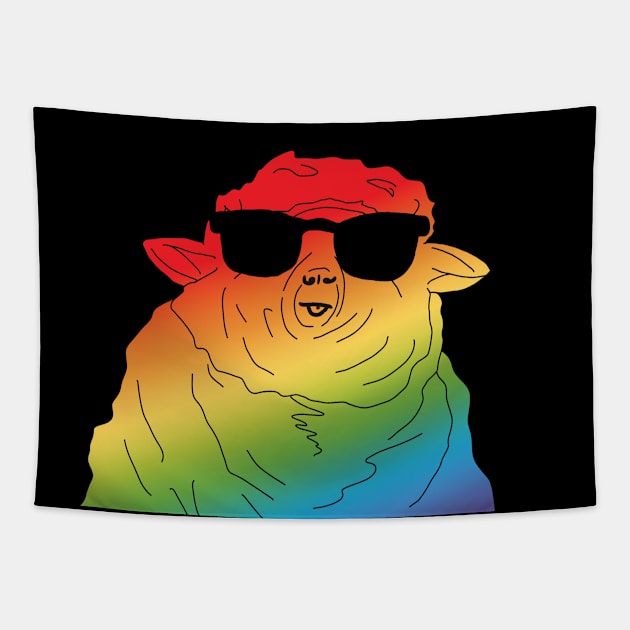 Rainbow Sheep Tapestry by 585Designs