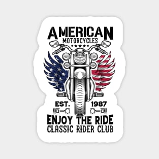 American Motorcycles Enjoy The Ride Classic Rider Club Magnet