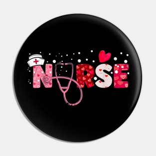 Hearts Stethoscope Nurse Happy Valentine's Day Pin