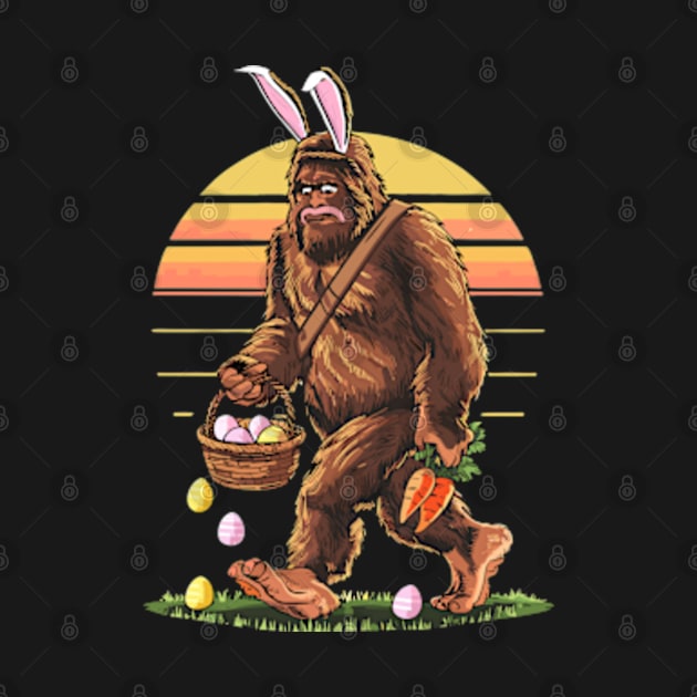 Funny Bigfoot Easter Basket Bunny Bigfoot Boys Vintage Retro by Shopinno Shirts